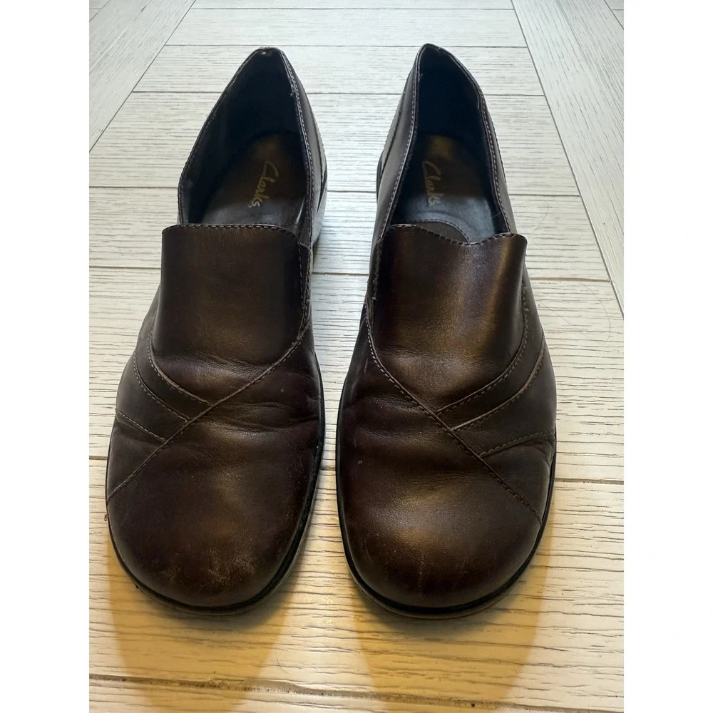 Clark's Women's Brown Leather Comfort Loafers W/1.5